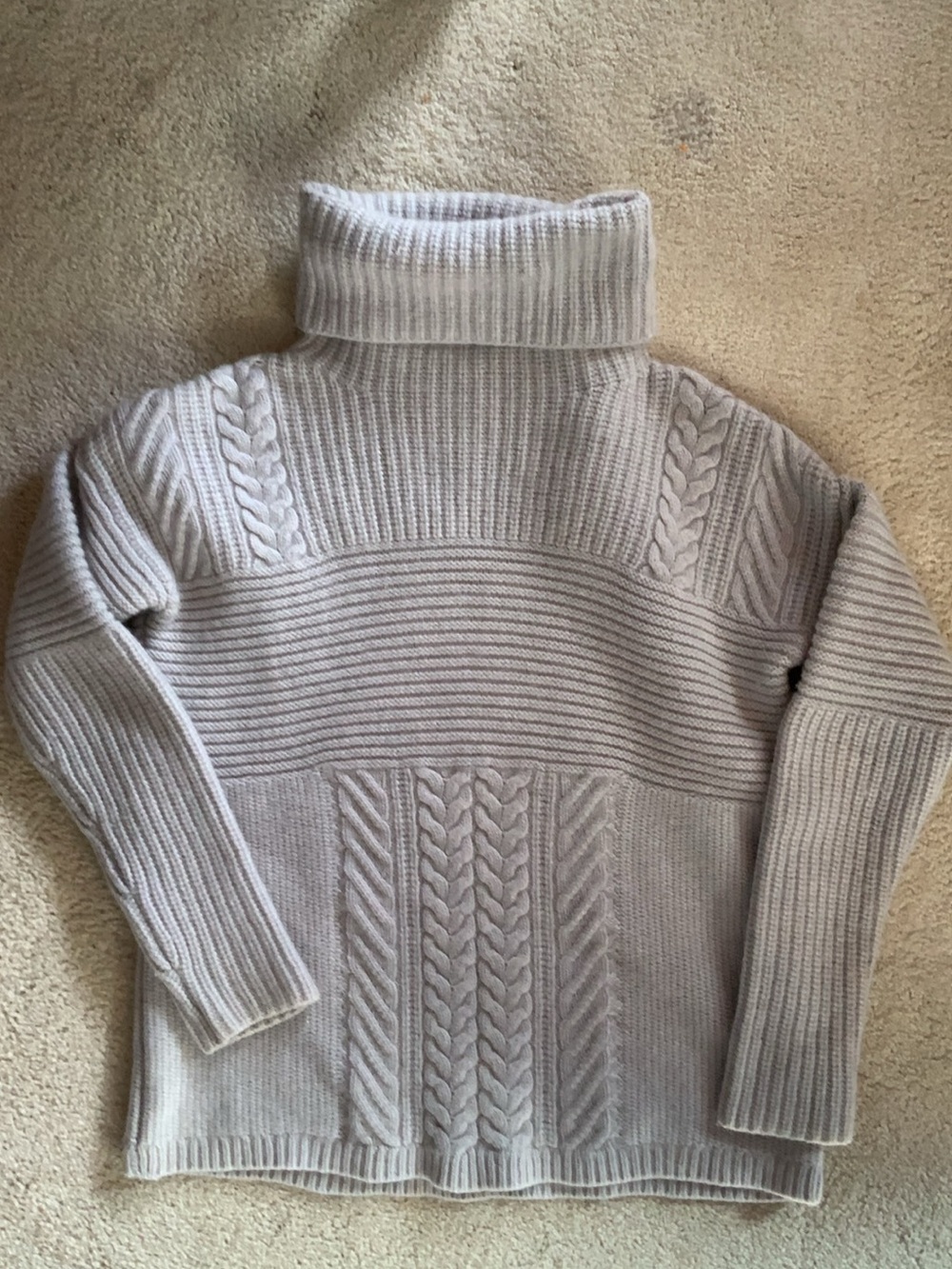 Banana Republic Gray Cashmere Cable Turtleneck Sweater S